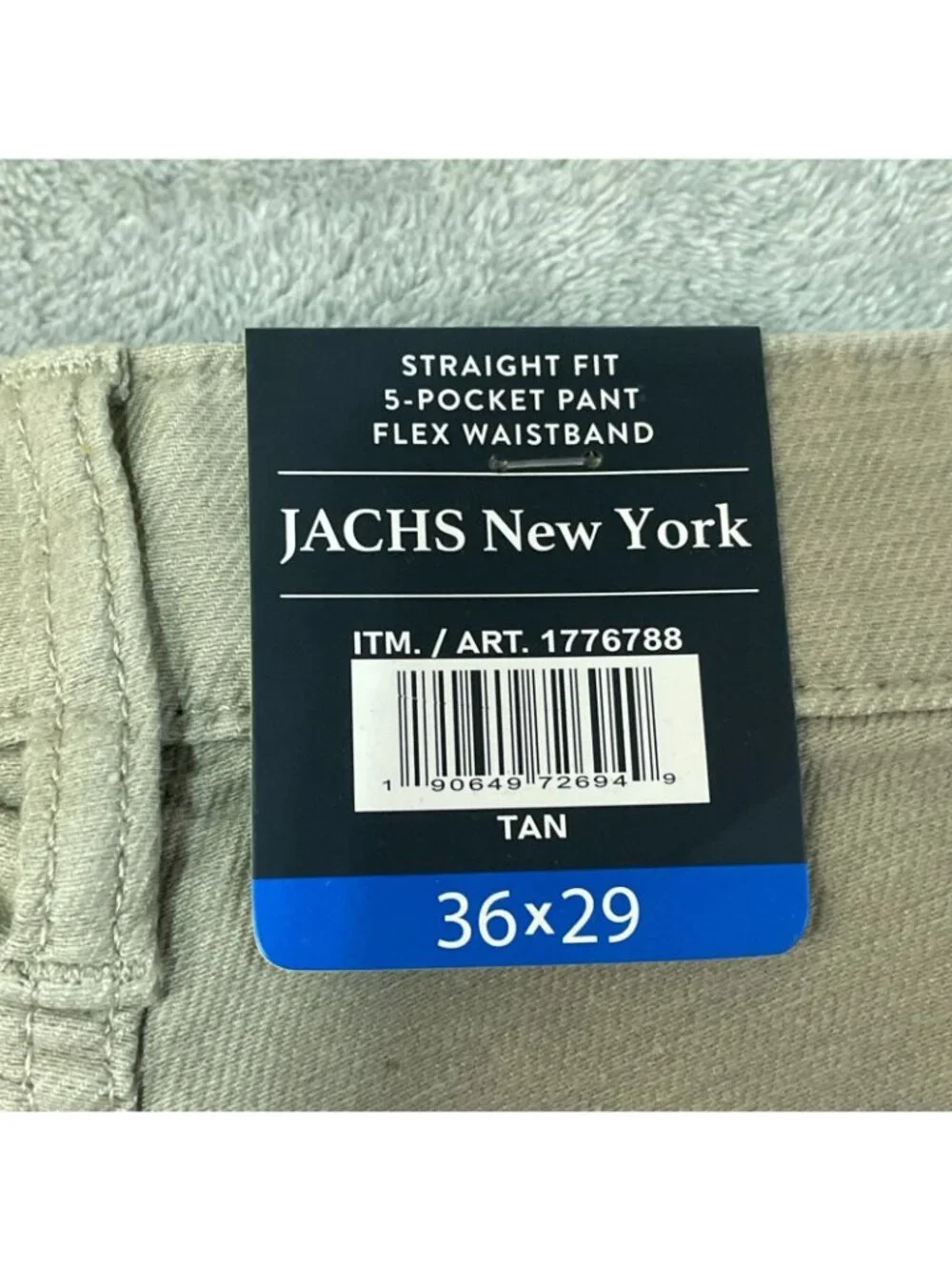 NWT Jachs NY 5-Pocket Men's 36x29 Tan Straight Fit Pants Stretch Fabric